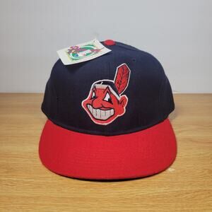 Vintage Made n USA Cleveland Indians New Era Diamond Collection Fitted Hat 7 3/8